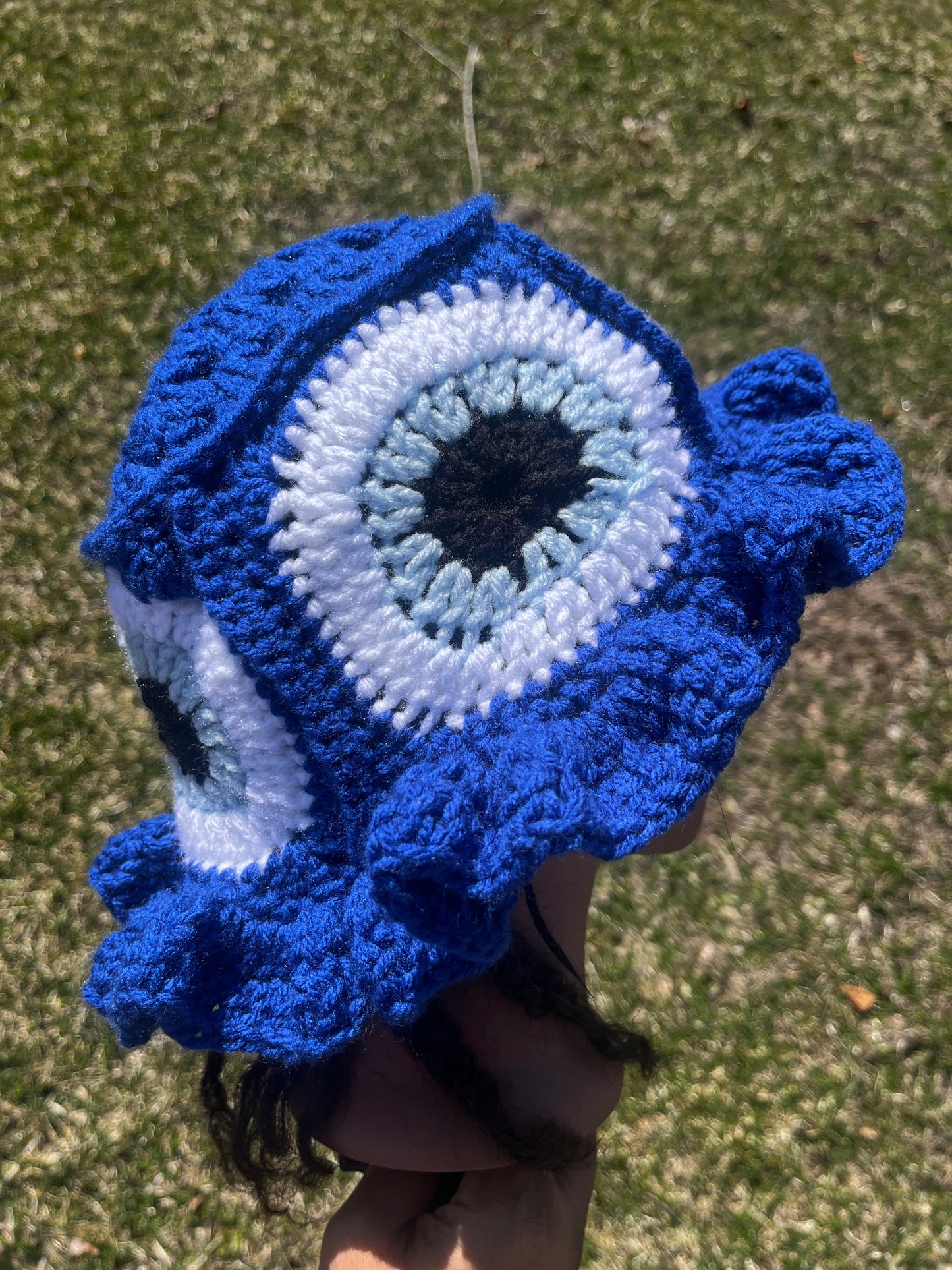 Crochet Evil eye 🧿 Ruffle bucket hat
