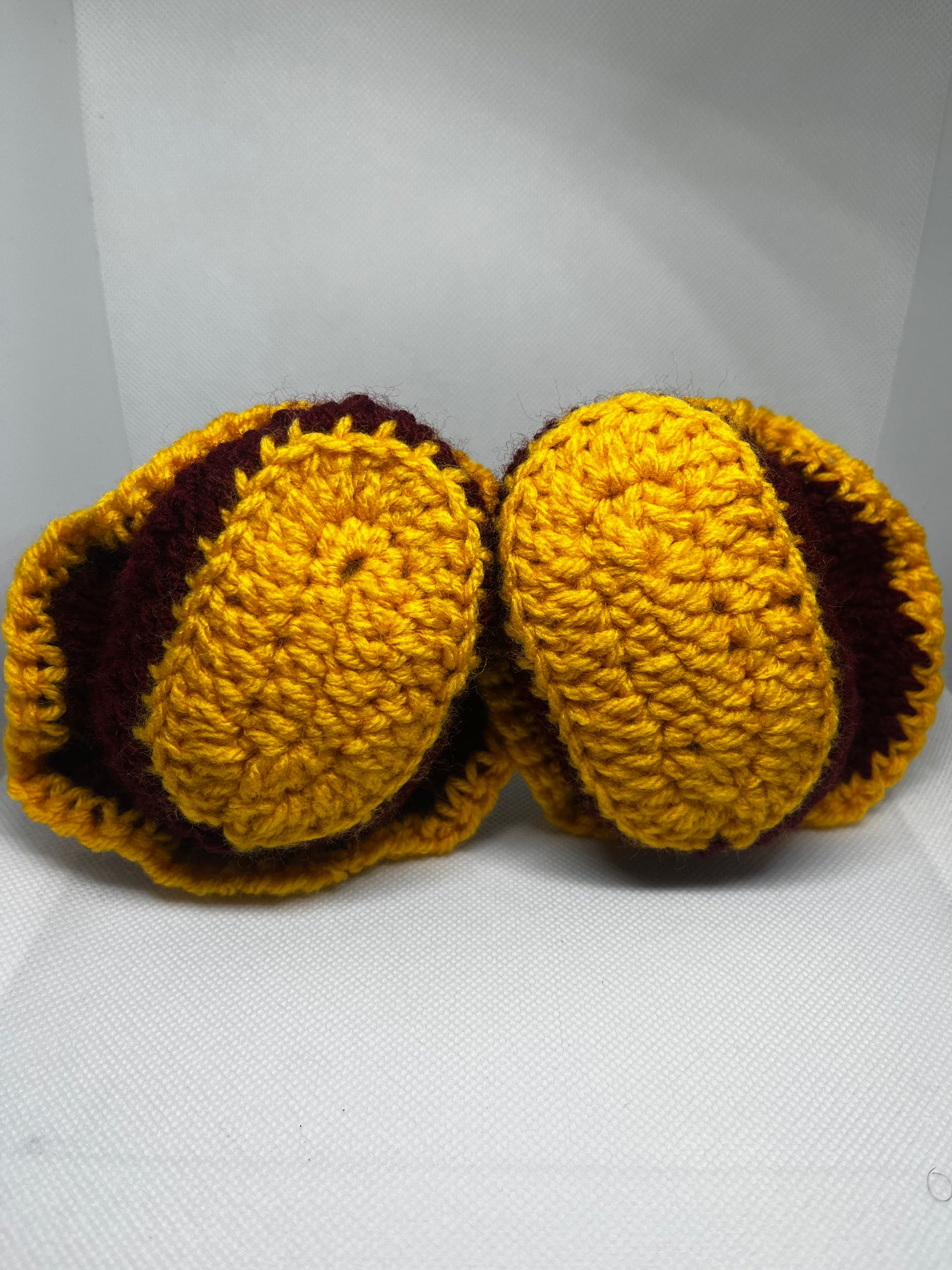 Crochet Burgundy & Yellow Baby Booties