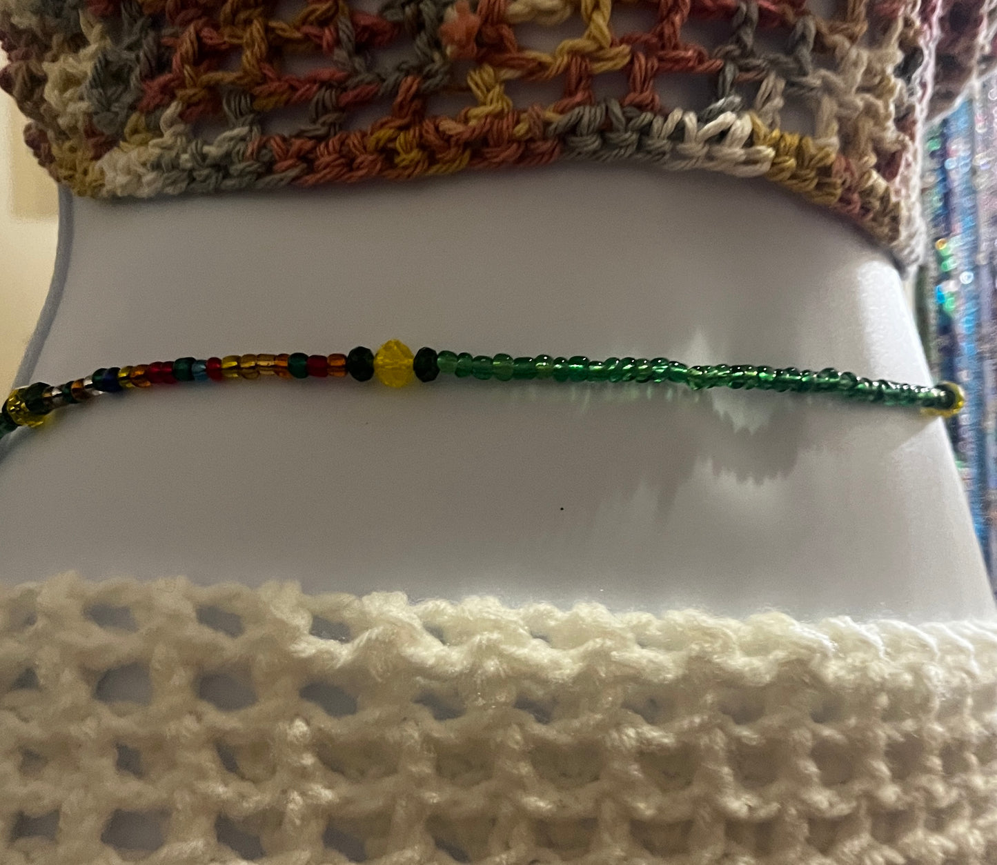 Green W/ multi colors waist bead