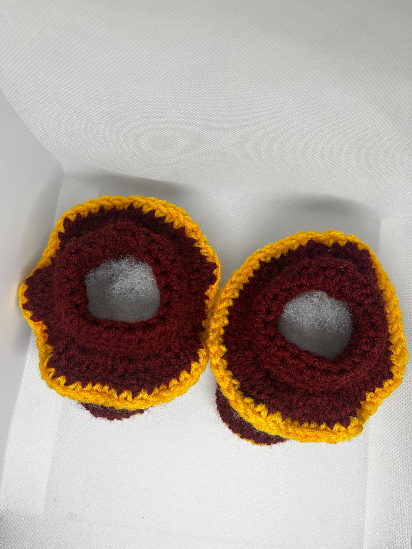 Crochet Burgundy & Yellow Baby Booties