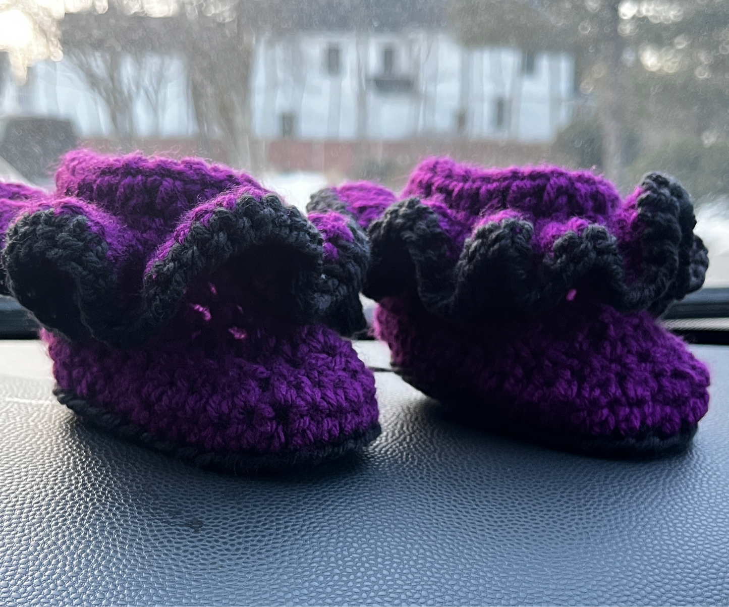 Purple & Black Baby Booties