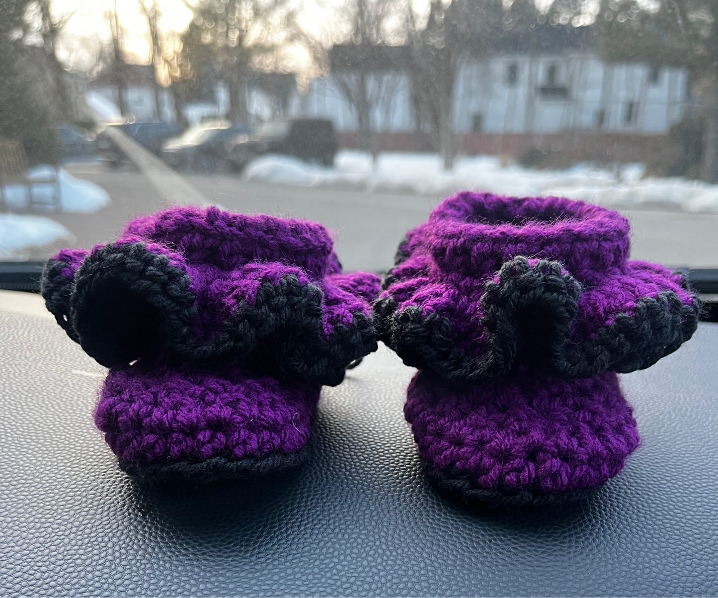 Purple & Black Baby Booties