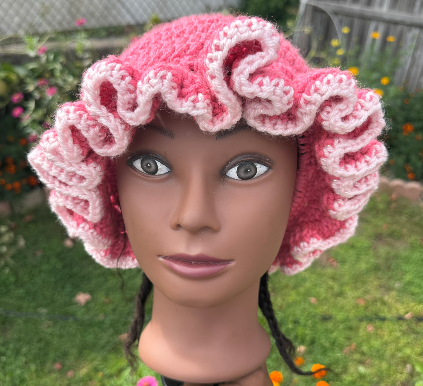 Watermelon Pink |Crochet Ruffle hat