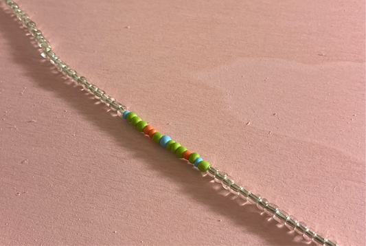 Clear ,orange & green waist bead