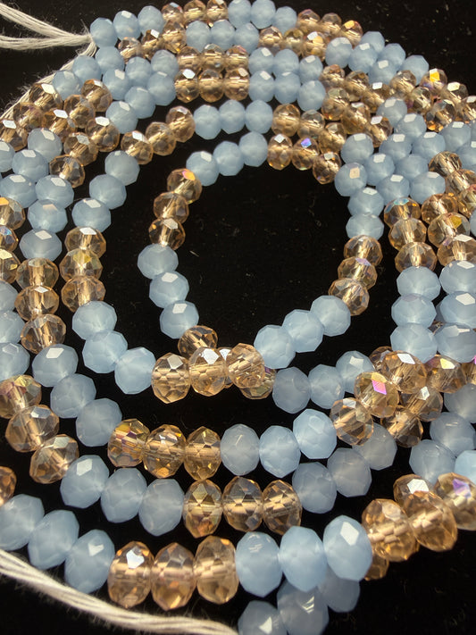 Luxe- champagne gold and blue waist bead