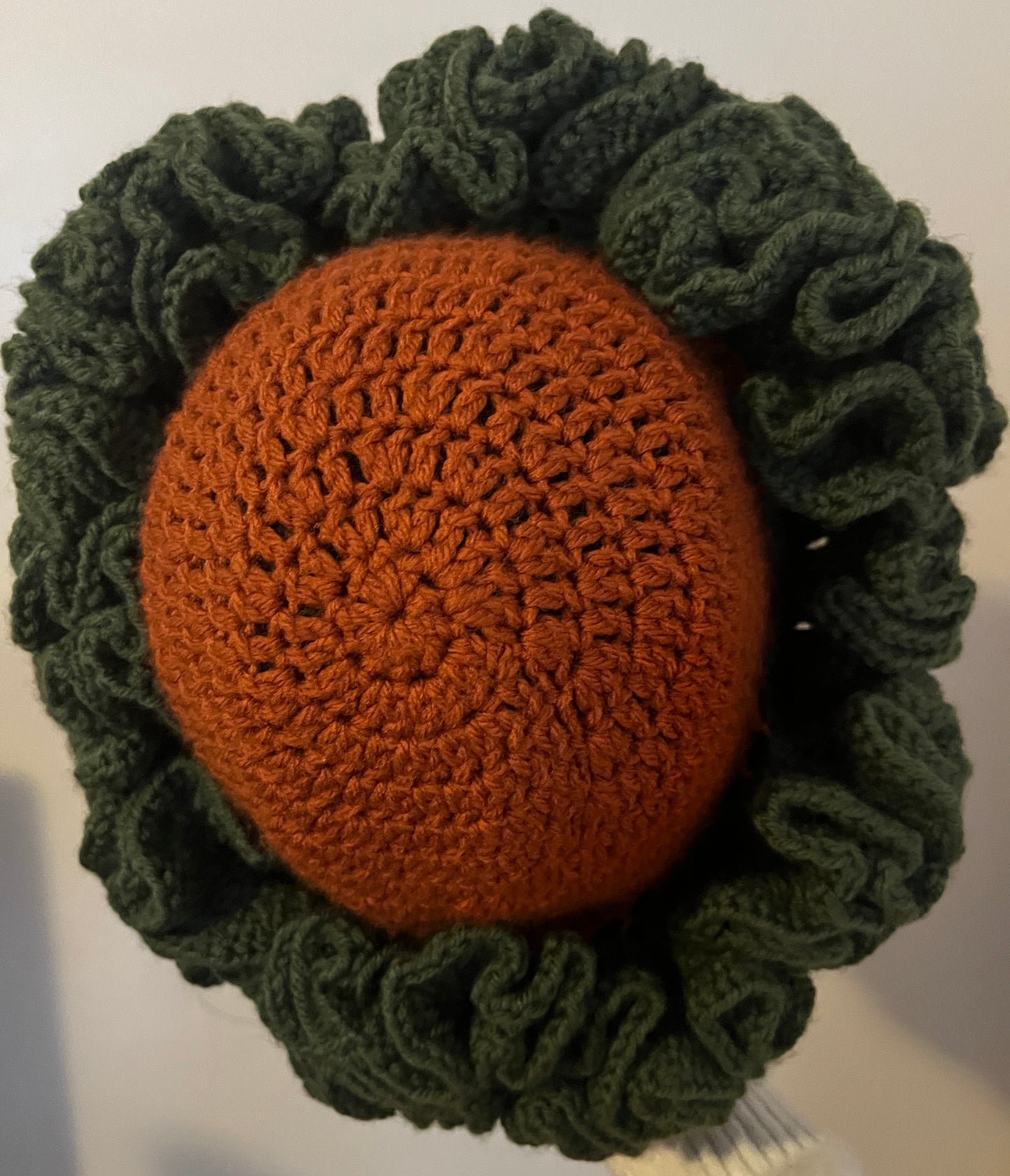 Ruffle Rustic Orange and Thyme green Hat