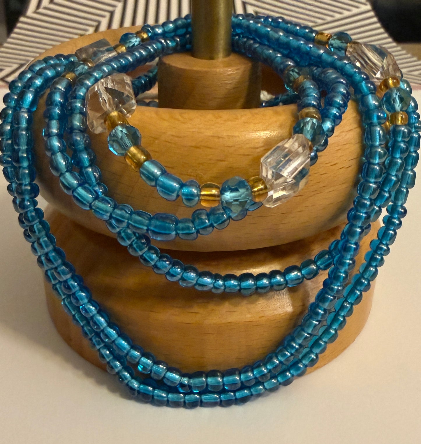Blue Squared waist bead