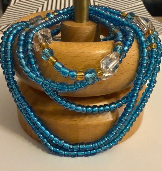 Blue Squared waist bead