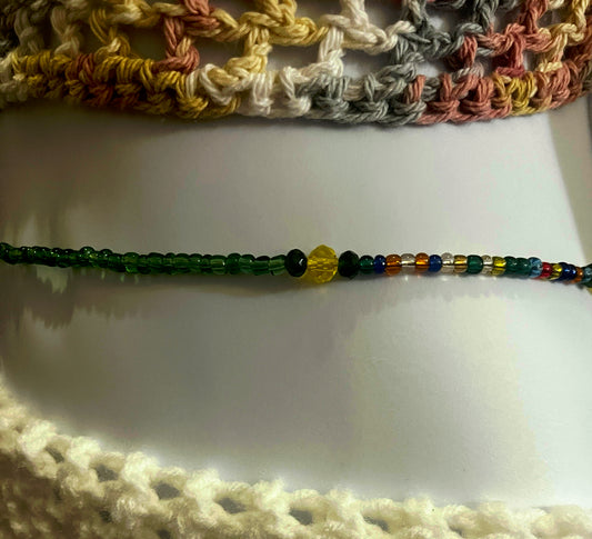 Green W/ multi colors waist bead