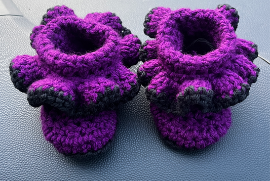 Purple & Black Baby Booties
