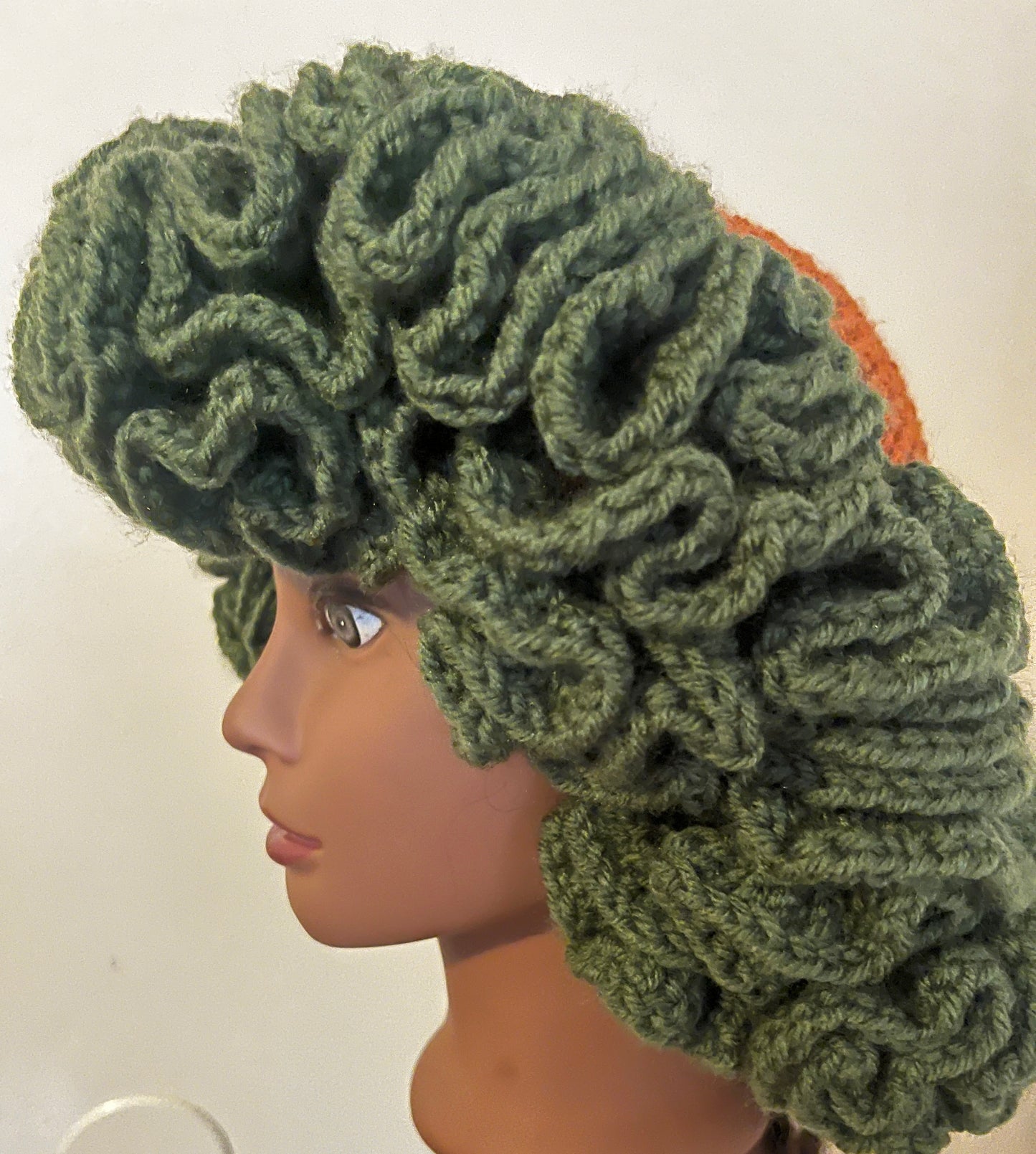 Ruffle Rustic Orange and Thyme green Hat