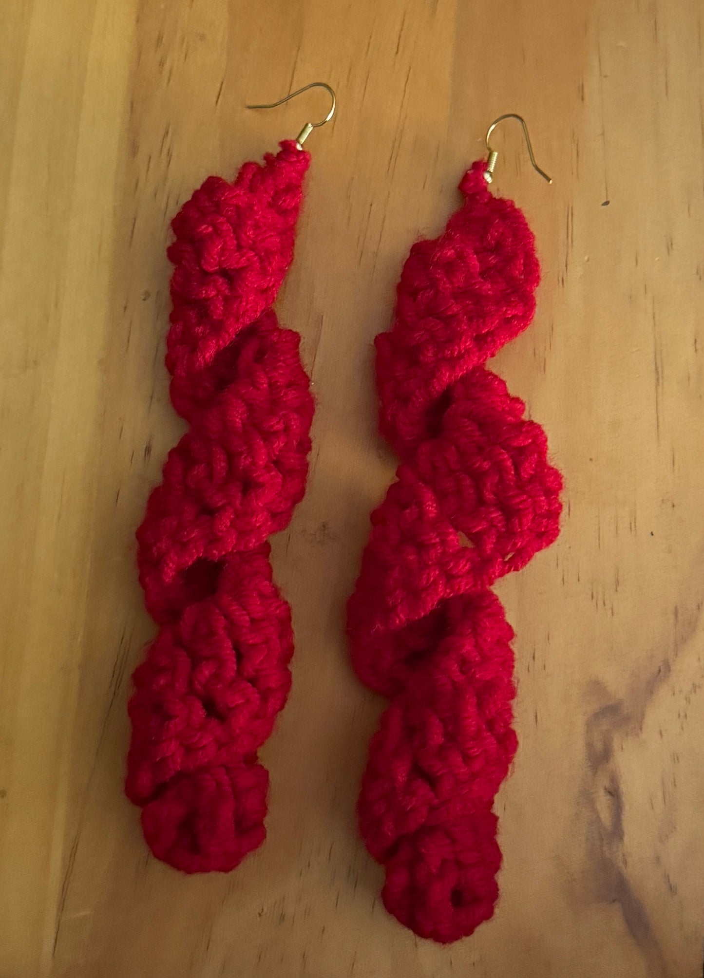 Fire engine Red crochet spiral earrings