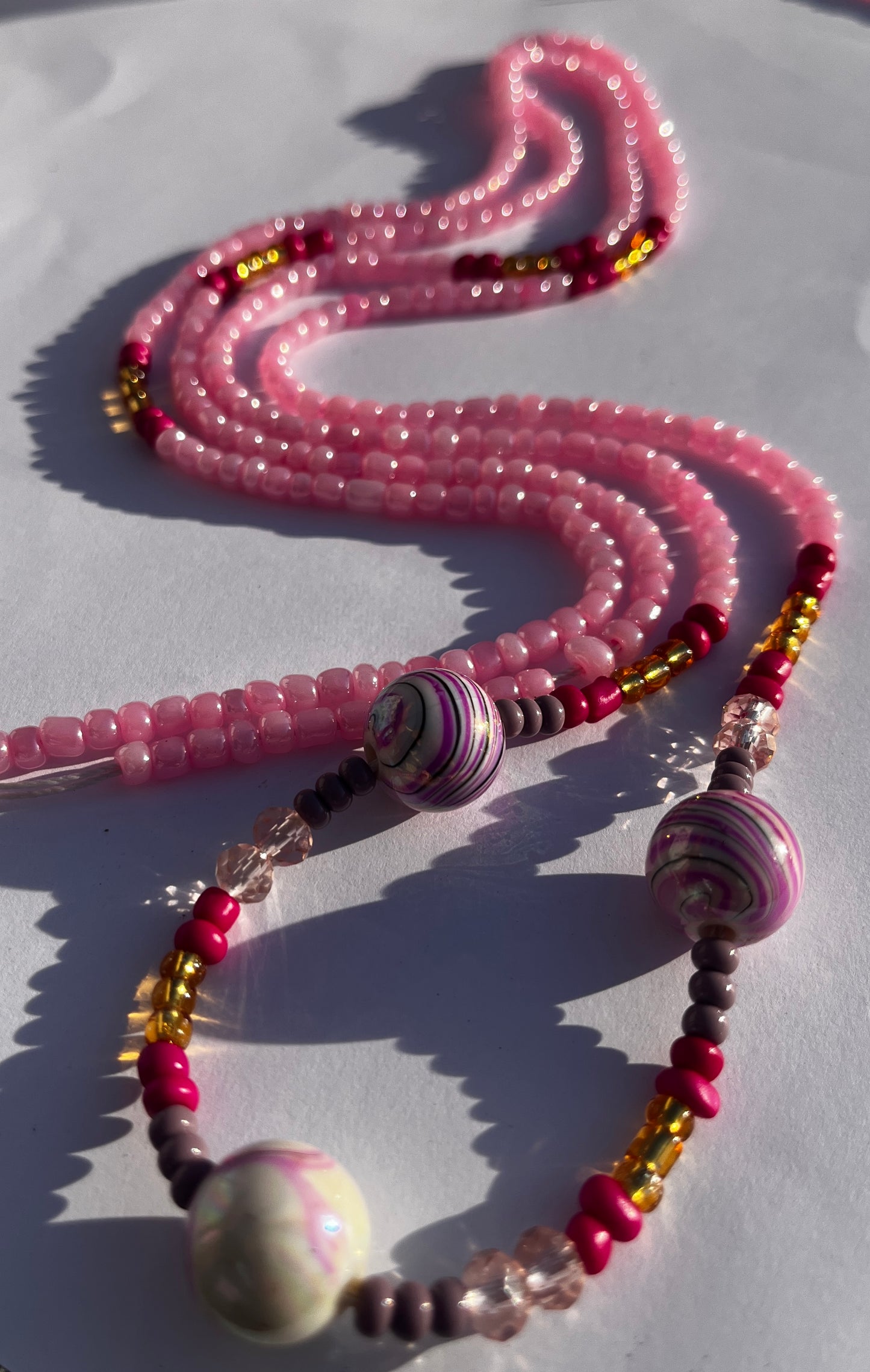 Pink Bubble Gum Swirls | Waist Bead